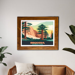 Affiche Parc national Sequoia Arbres Montagnes