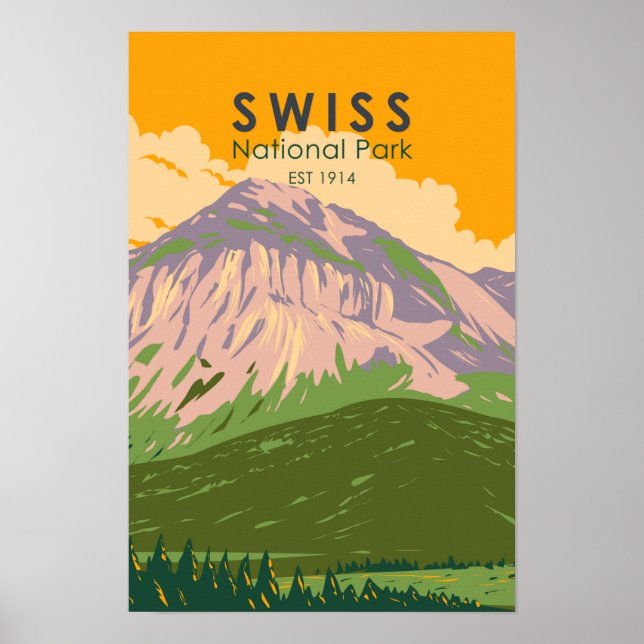 Affiche Parc national suisse Suisse Vintage (Devant)