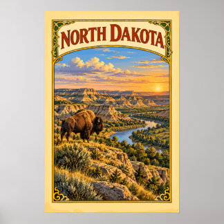 Affiche Parc national Theodore Roosevelt du Dakota du Nord