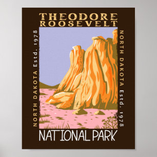Affiche Parc national Theodore Roosevelt Rétro perturbé