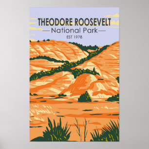 Affiche Parc national Theodore Roosevelt Vintage