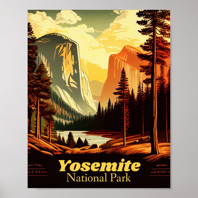 Affiche Parc national vintage de Yosemite (Devant)