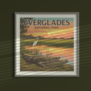 Affiche Parc national vintage des Everglades