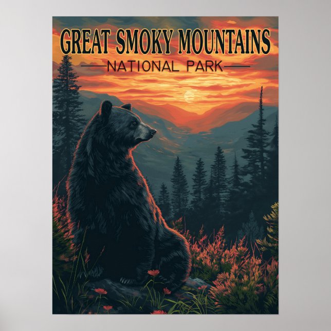 Affiche Parc national vintage Great Smoky Mountains (Devant)