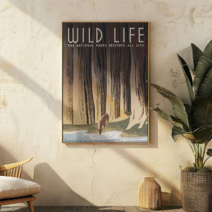 Affiche Parc national vintage Retro Grand Wild Life