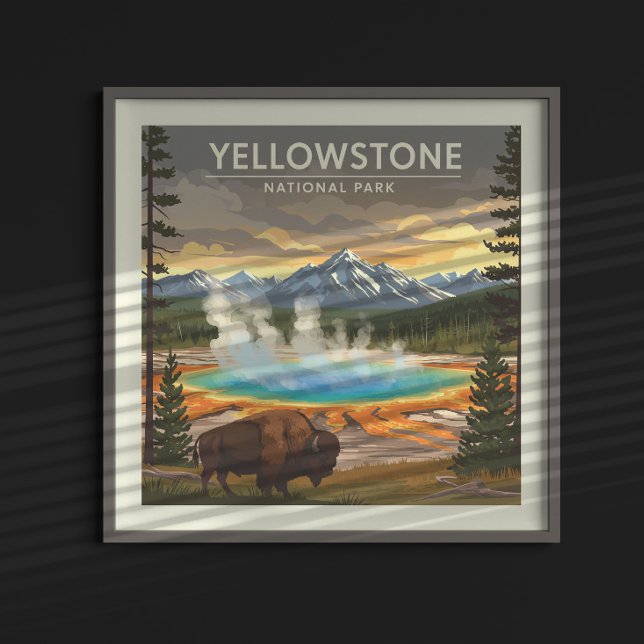 Affiche Parc national vintage Yellowstone (Créateur téléchargé)