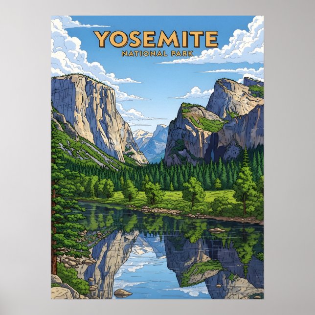 Affiche Parc national vintage Yosemite (Devant)