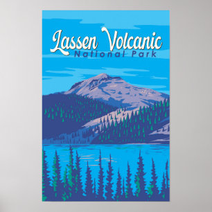 Affiche Parc national volcanique de Lassen Illustration Vo