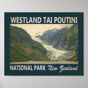 Affiche Parc national Westland Tai Poutini Nouvelle-Zéland