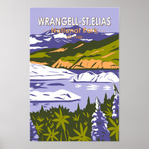 Affiche Parc national Wrangell St Elias Nizina Lake Alaska