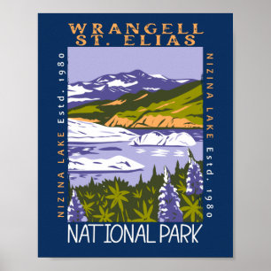 Affiche Parc national Wrangell St Elias Vintage en détress