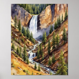 Affiche Parc national Yellowstone Artiste Point Aquarelle