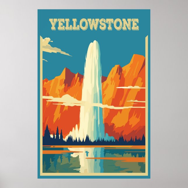 Affiche Parc national Yellowstone, États-Unis, Voyage (Devant)