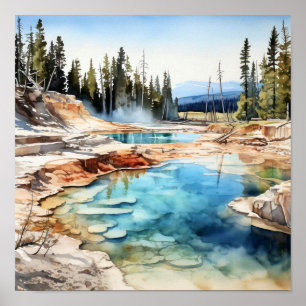 Affiche Parc national Yellowstone Watercolor Art