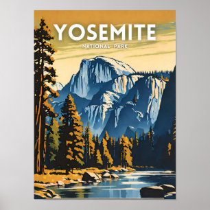 Affiche Parc national Yosemite illustration rétro