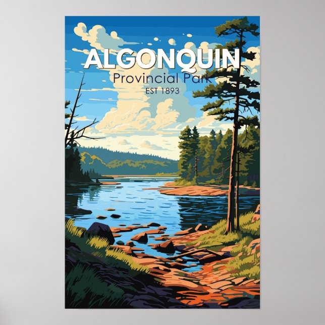 Affiche Parc provincial Algonquin Art de voyage Vintage (Devant)