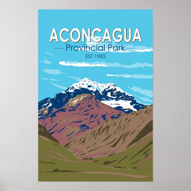 Affiche Parc provincial d'Aconcagua Argentine Voyage Vinta (Devant)