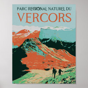 Affiche Parc régional Vercors illustration colorée France