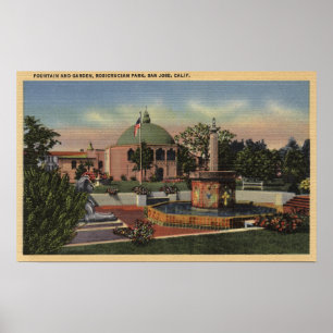 Affiche Parc Rosicrucian, Fontaine et Vue sur le jardin