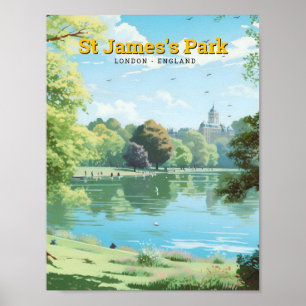 Affiche Parc St James's Londres Angleterre Art Voyage Vint