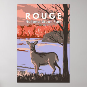 Affiche Parc urbain national Rouge Canada Voyage Vintage