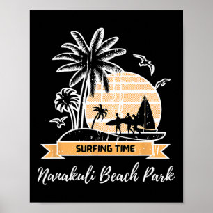 Affiche Parc vintage de la plage de Nanakuli amoureux des
