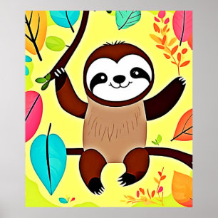 Affiche Parcelle mignonne accrochée à une branche d'arbre