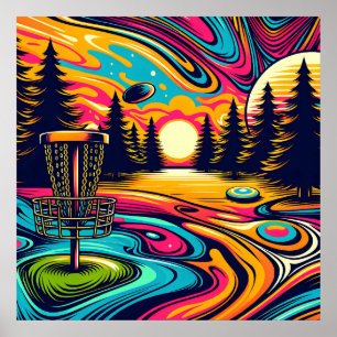 Affiche Parcours de golf sur disque psychédélique au couch