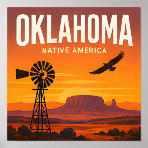 Affiche Parcours Oklahoma Route 66 Tulsa Oklahoma City