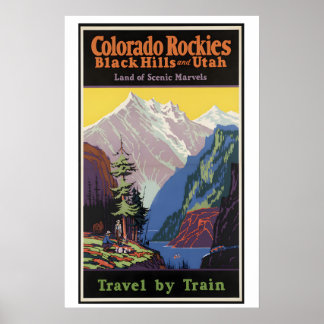 Affiche Parcs Nationaux des Colorado Rockies Voyage Vintag