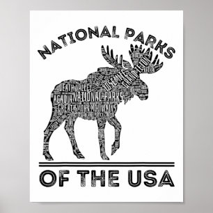 Affiche Parcs Nationaux Orignal Randonnée Voyage Camping P