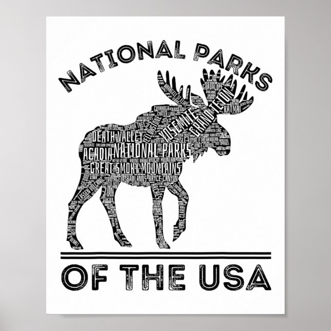 Affiche Parcs Nationaux Orignal Randonnée Voyage Camping P (Devant)
