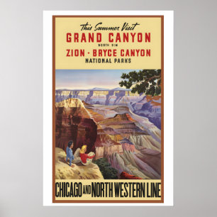 Affiche Parcs nationaux USA Grand Canyon bord Nord Zion et