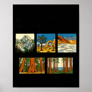 Affiche Parcs vintage yosemite joshua death valley sequoia