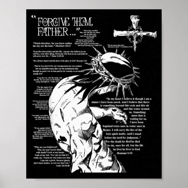 Affiche Pardonne-leur Père Anime Jésus Croix Tee  (Devant)