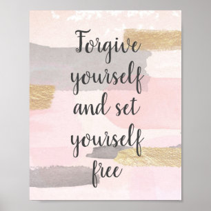 Affiche PARDONNEZ-VOUS - Citation d'or rose
