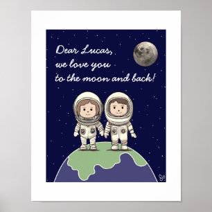 Affiche Parents astronautes aux couleurs muettes 2 de Jo I