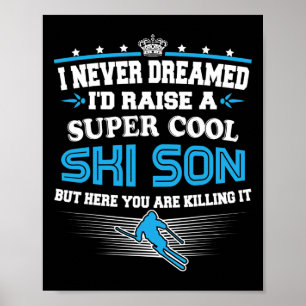 Affiche Parents de skieurs de ski élèvent un fils de ski c