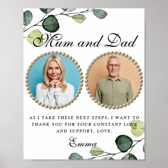 Affiche Parents de verdure de la mariée Merci cadeau (Devant)