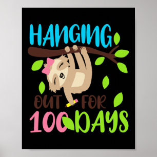 Affiche Paresser Pendant 100 Jours Paresseux 100ème Jours 
