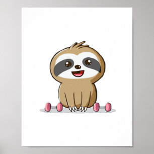 Affiche Paresseux Chibi Mignon Entraînement � Animal de Gy