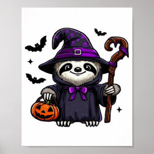 Affiche Paresseux d'Halloween effrayant Chapeau de Sorcièr