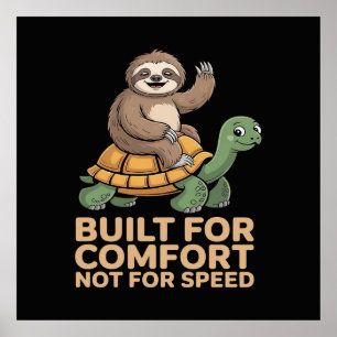 Affiche Paresseux drôle chevauchant une tortue