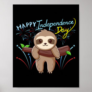 Affiche Paresseux Joyeux Jour de l'Indépendance 