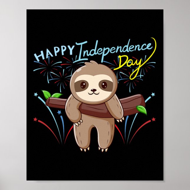 Affiche Paresseux Joyeux Jour de l'Indépendance  (Devant)