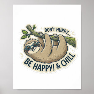 Affiche Paresseux Mignon "Ne Vous Pressez Pas, Soyez Heure