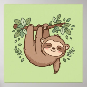 Affiche Paresseux Mignon qui Traîne - Paresseux Drôle et P
