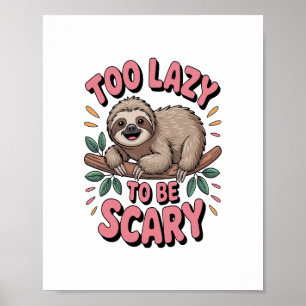 Affiche Paresseux mignon sur une branche avec ludique