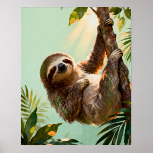 Affiche Paresseux Mignon Tropical Vibes Animaux de la Jung