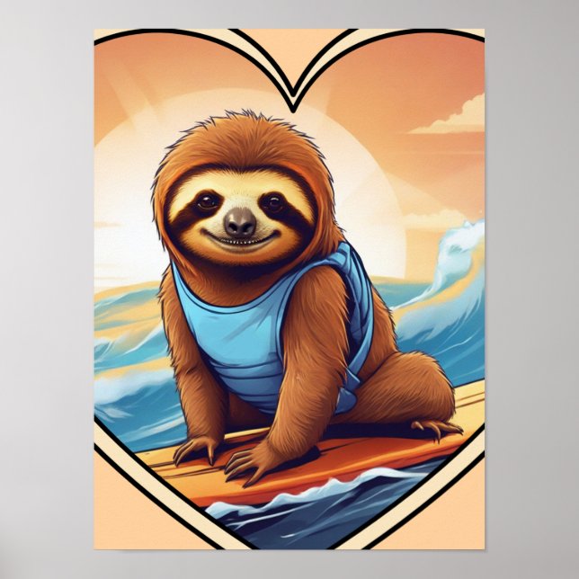 Affiche Paresseux surfeur (Devant)